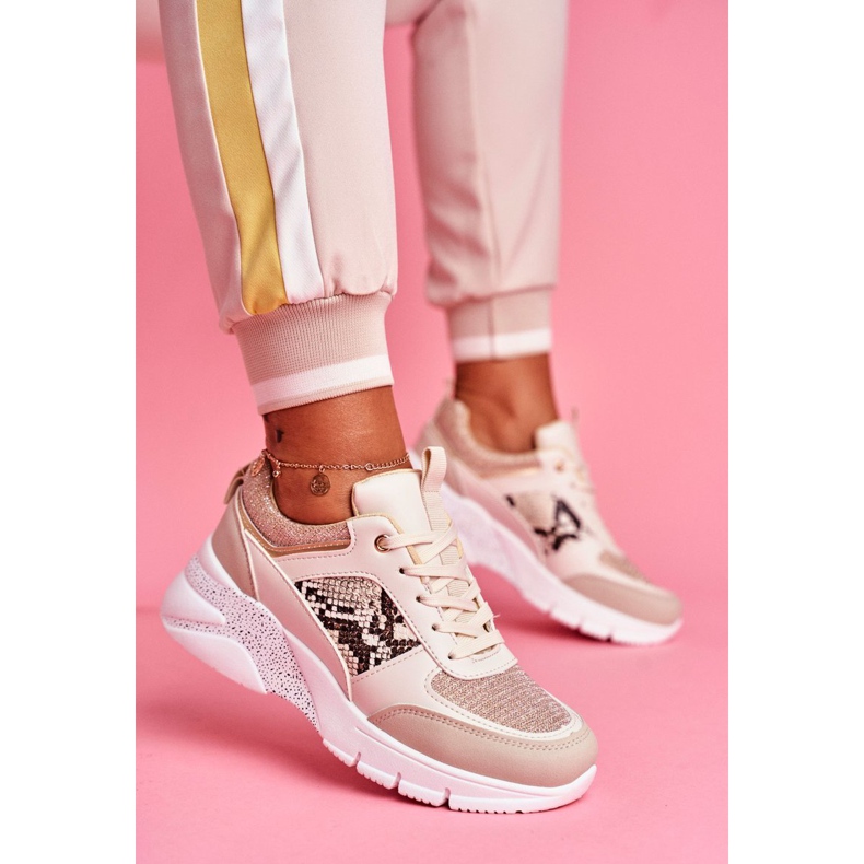 SEA Zapatillas Deportivas Mujer Glitter Beige Paloma 1