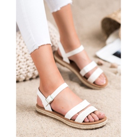 SHELOVET Sandalias de cuero ecológico trenzado blanco 3