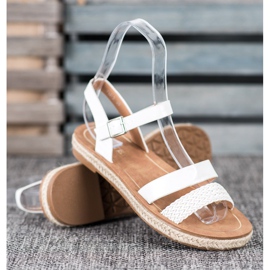 SHELOVET Sandalias de cuero ecológico trenzado blanco 1