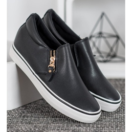 SHELOVET Slipons negros con cremallera 1