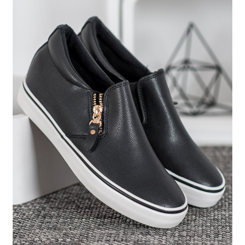 SHELOVET Slipons negros con cremallera 1