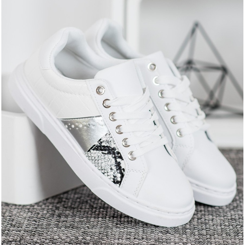 SHELOVET Cómodas zapatillas blancas blanco 2