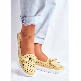 S.Barski Mocasines de mujer, cuero calado LR71515 Amarillo Murrieta 1