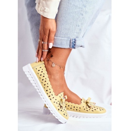 S.Barski Mocasines de mujer, cuero calado LR71515 Amarillo Murrieta 4