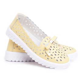 S.Barski Mocasines de mujer, cuero calado LR71515 Amarillo Murrieta 2