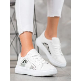 SHELOVET Zapatillas de moda en la plataforma blanco 4