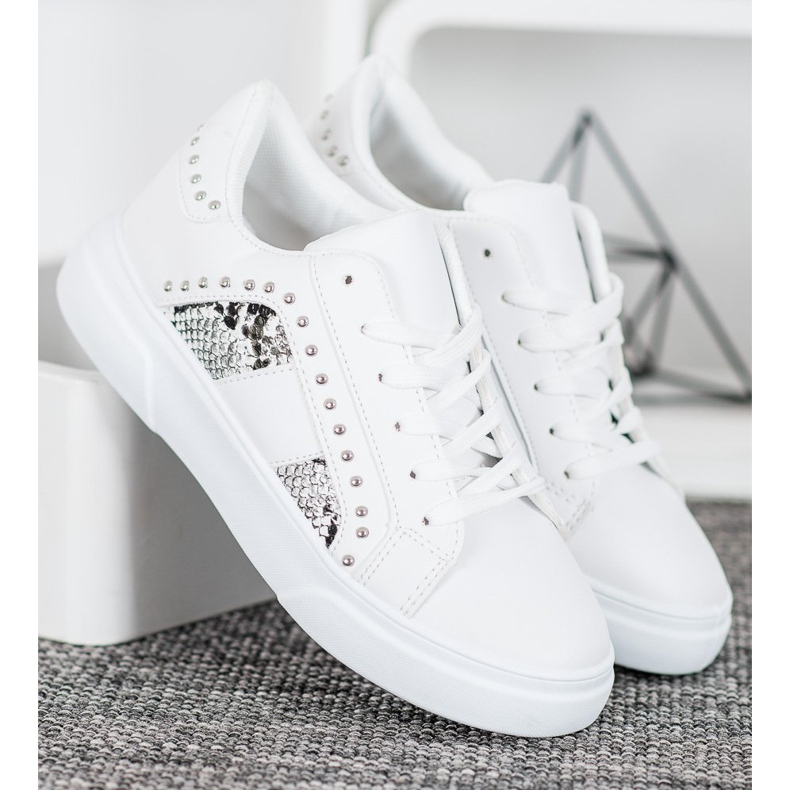 SHELOVET Zapatillas de moda en la plataforma blanco 1
