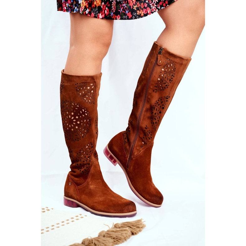 Botas altas de mujer Maciejka Cuero Calado Camel 04525-29 marrón 1