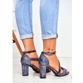 Sandalias de Mujer en Tacón Alto Sergio Leone Azul Marino Husk SK870 3