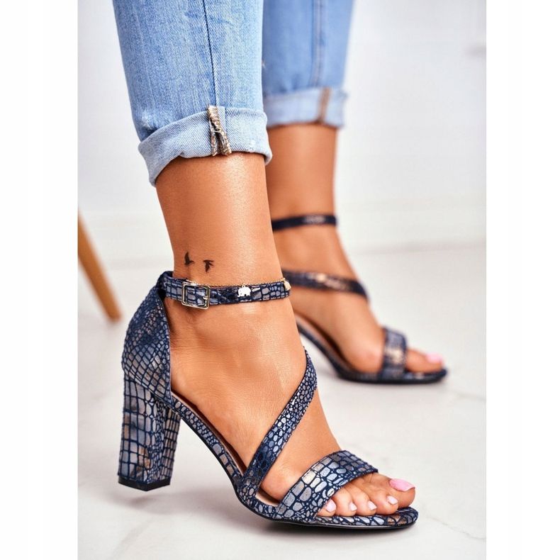 Sandalias de Mujer en Tacón Alto Sergio Leone Azul Marino Husk SK870 1