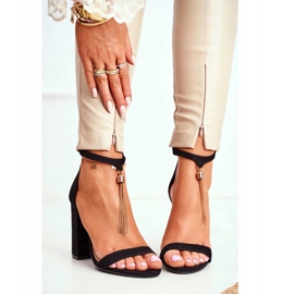 FW1 Sandalias de ante negras en una barra con flecos Annick negro 2