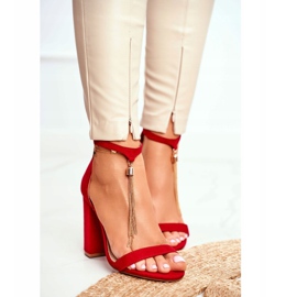FW1 Sandalias de ante rojo en una barra con flecos Annick 4
