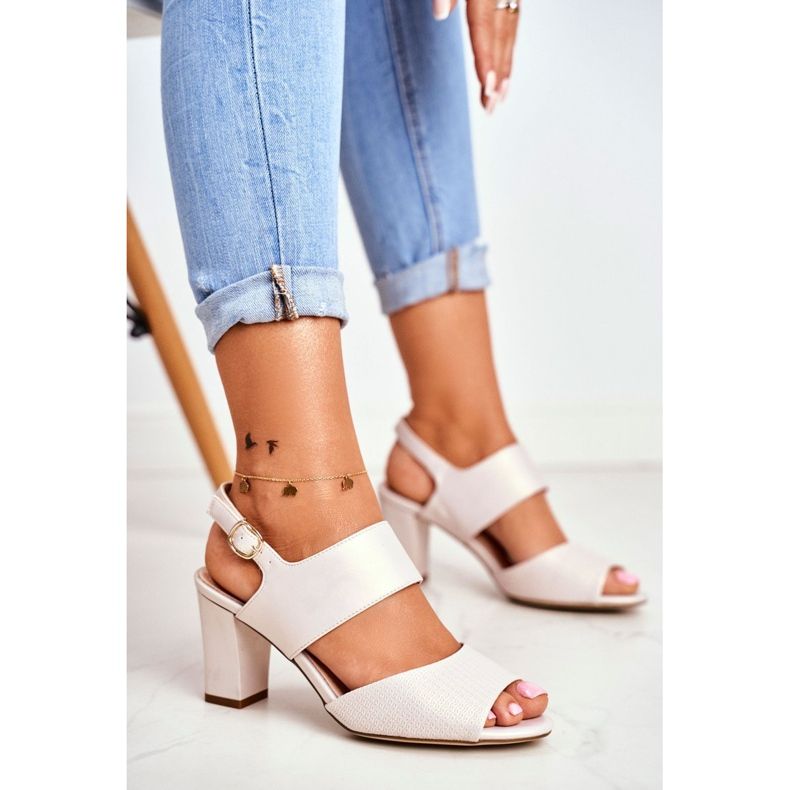 Sandalias de Mujer en Tacón Alto Sergio Leone Beige Perła SK778 1