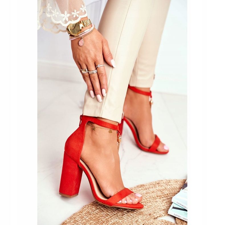 FW1 Sandalias de ante naranja en una barra con flecos Annick 2