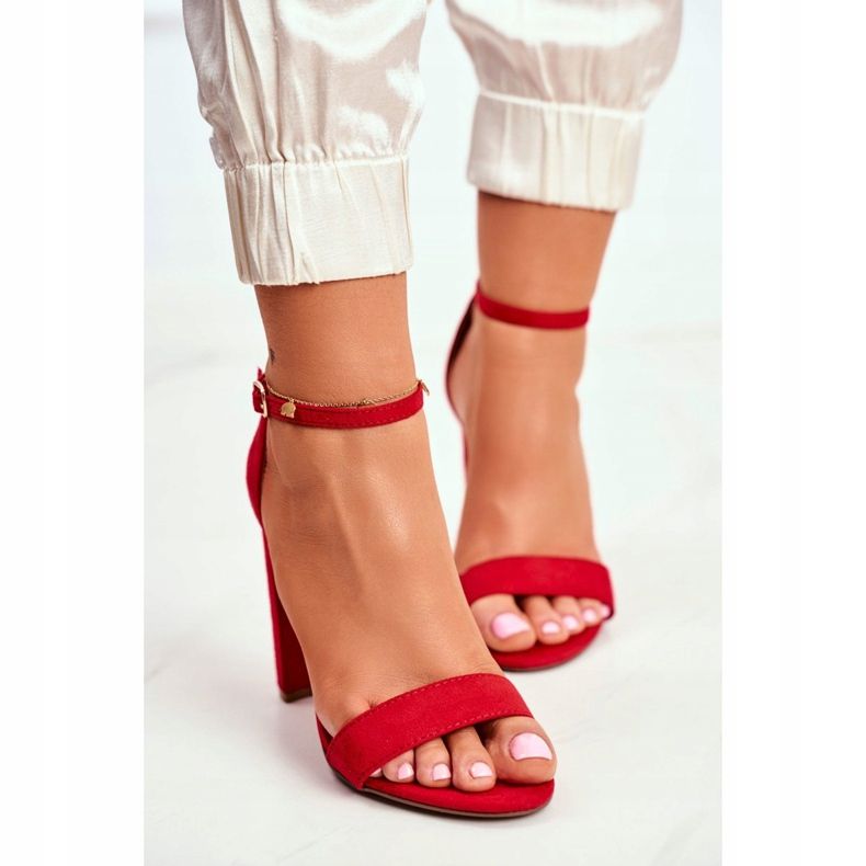 FW1 Sandalias De Mujer Con Tacón Ante Rojo Anastasie 2