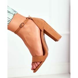 FW1 Sandalias De Mujer Con Tacón Ante Camel Anastasie marrón 3