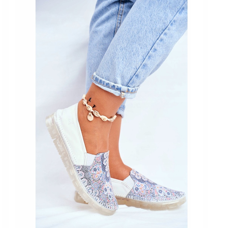 Zapatos sin cordones de cuero Maciejka para mujer Blanco 03512-46 multicolor 2