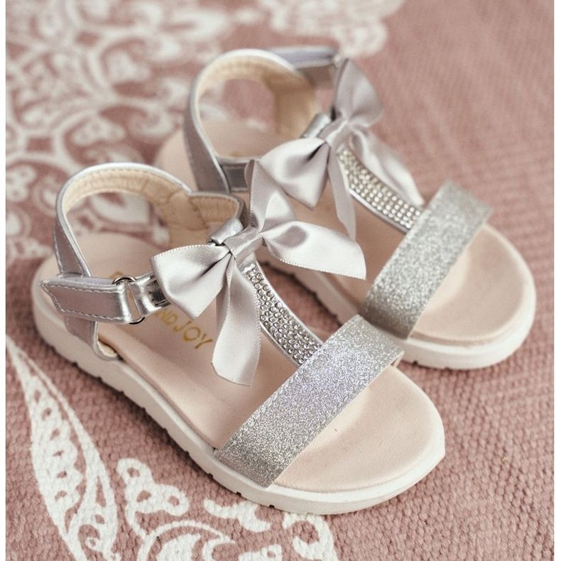 FRROCK Sandalias Infantiles Con Velcro Para Niña Plata Bella gris 1