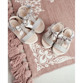 FRROCK Sandalias Infantiles Con Velcro Para Niña Plata Bella gris 5
