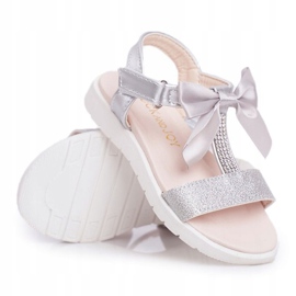 FRROCK Sandalias Infantiles Con Velcro Para Niña Plata Bella gris 3
