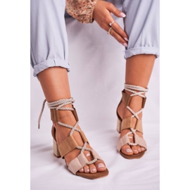Bellucci Sandalias De Mujer Con Tacón Ante Beckie Beige 4