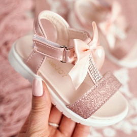 FRROCK Sandalias Infantiles Con Velcro Para Niña Champagne Bella rosado amarillo 3
