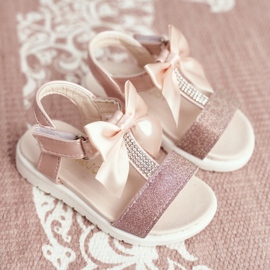 FRROCK Sandalias Infantiles Con Velcro Para Niña Champagne Bella rosado amarillo 1