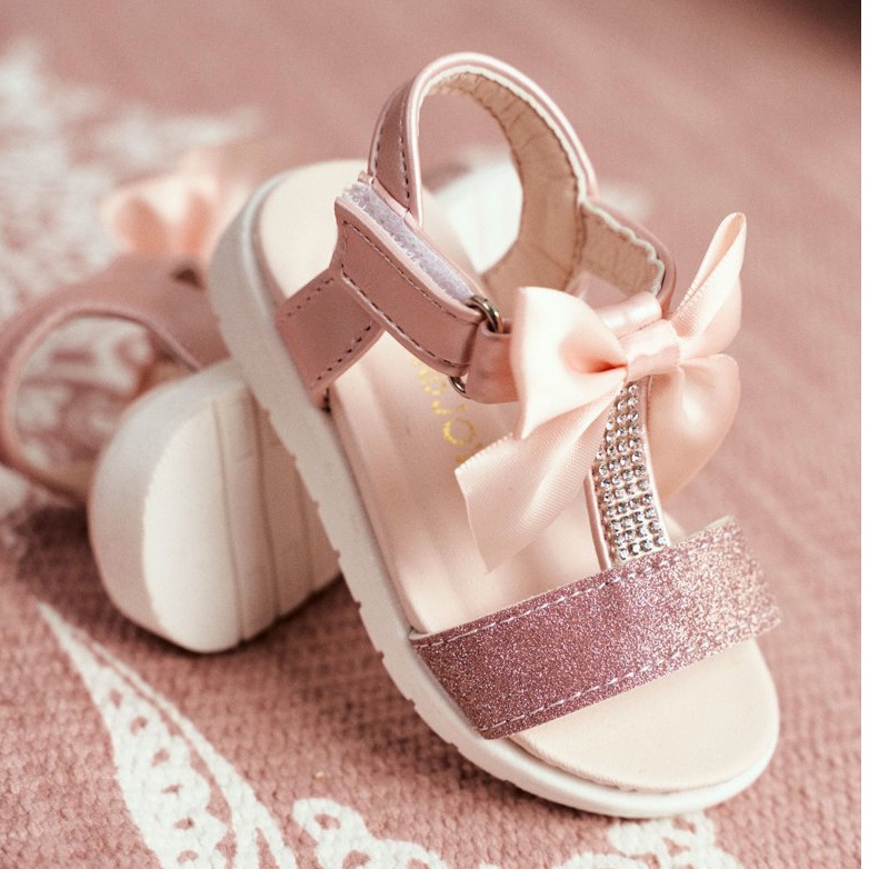 FRROCK Sandalias Infantiles Con Velcro Para Niña Champagne Bella rosa amarillo 2