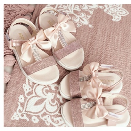 FRROCK Sandalias Infantiles Con Velcro Para Niña Champagne Bella rosado amarillo 4