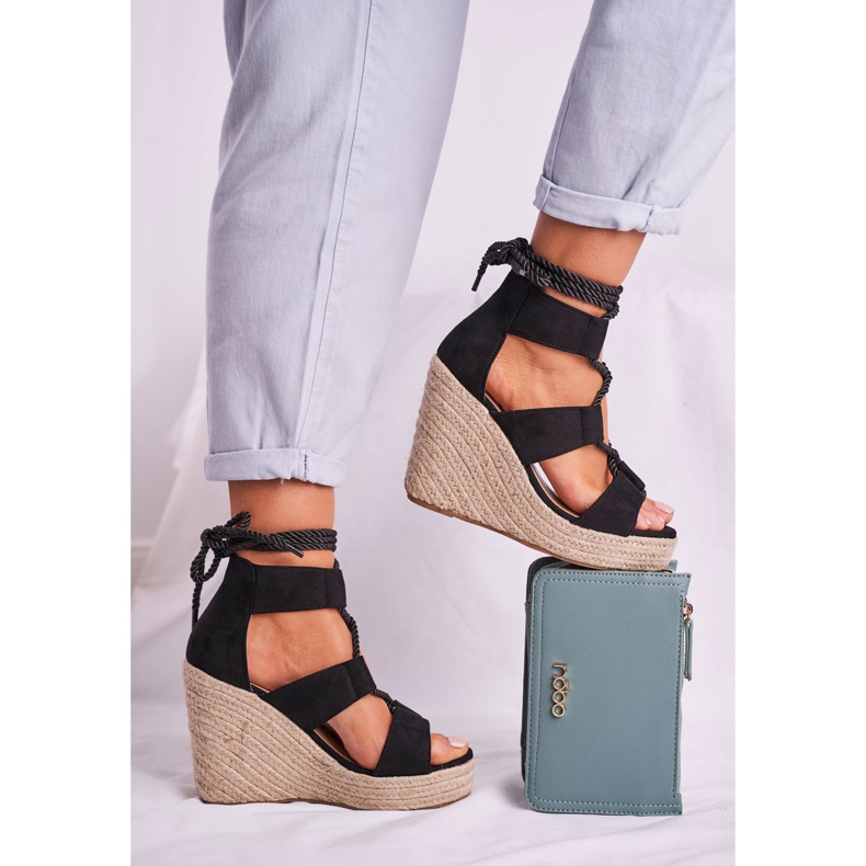 Bellucci Sandalias de mujer con cuña alpargatas negras Beautiful One negro 2 Bellucci Sandalias de mujer con cuña alpargatas negras Beautiful One negro 2