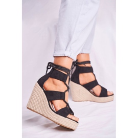 Bellucci Sandalias de mujer con cuña alpargatas negras Beautiful One negro 3