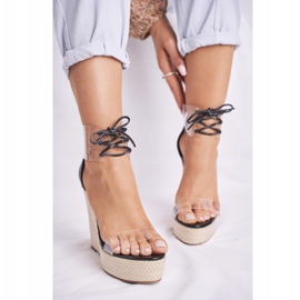 FB1 Sandalias De Mujer Con Cuña Negra Beautiful Way negro 4