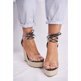FB1 Sandalias De Mujer Con Cuña Negra Beautiful Way negro 2