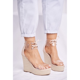 FB1 Sandalias de mujer en cuña beige Beautiful Way 1