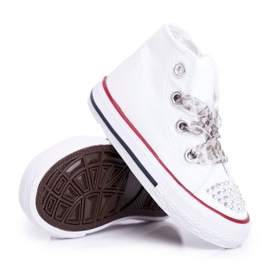 FRROCK Zapatillas para niños High White Rhinestones Smile blanco 6