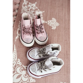 FRROCK Zapatillas para niños High White Rhinestones Smile blanco 3
