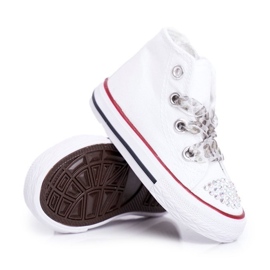 FRROCK Zapatillas para niños High White Rhinestones Smile blanco 5