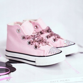 FRROCK Zapatillas para niños High Pink Rhinestones Smile rosa 1
