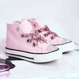 FRROCK Zapatillas para niños High Pink Rhinestones Smile rosado 1