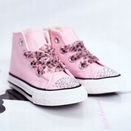 FRROCK Zapatillas para niños High Pink Rhinestones Smile rosado 3