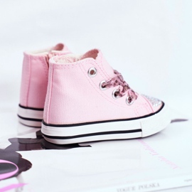 FRROCK Zapatillas para niños High Pink Rhinestones Smile rosado 4