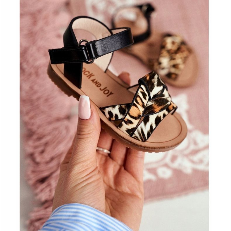 FRROCK Sandalias Infantiles Con Velcro Para Niña Leopardo Mimi negro 1 FRROCK Sandalias Infantiles Con Velcro Para Niña Leopardo Mimi negro 1