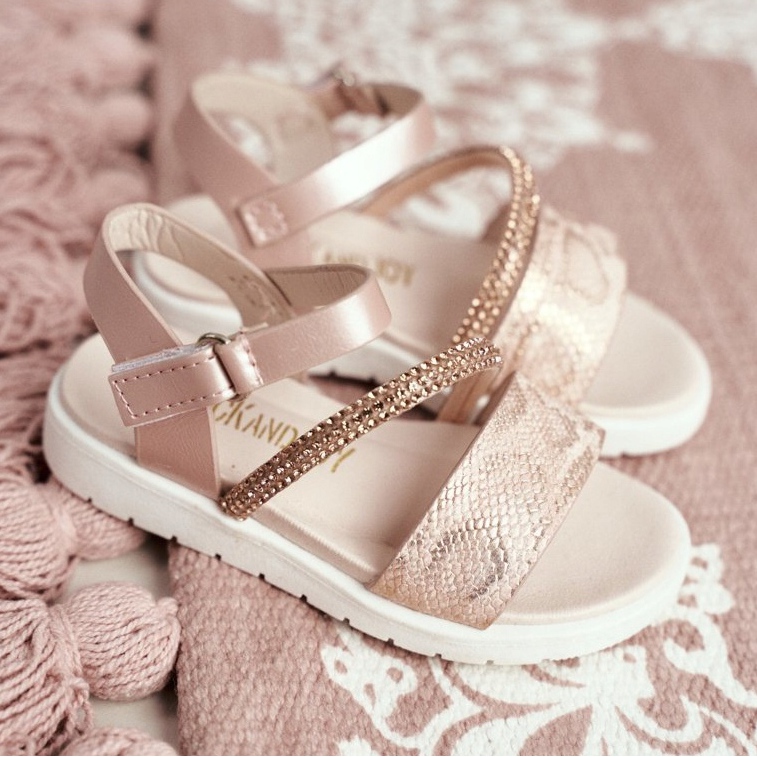 FRROCK Sandalias Infantiles Con Velcro Para Niña Rosa Lilo rosado 2
