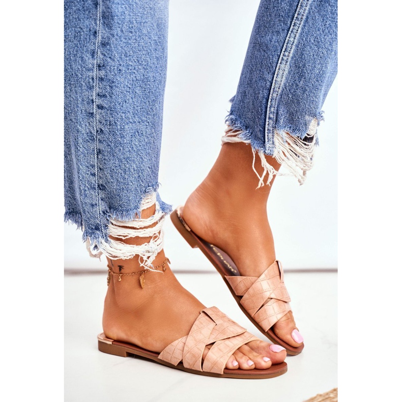 Pantuflas Mujer Piel Serpiente Pink Chance rosado 1