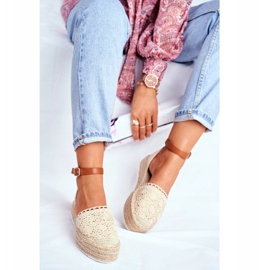 HAN Alpargatas de mujer en plataforma de lino beige Palm Spring 5