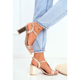 HAN De Mujer Sandalias Con Tacón Purpurina Dorado Perfecto 4