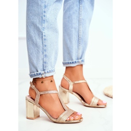 HAN De Mujer Sandalias Con Tacón Purpurina Dorado Perfecto 3
