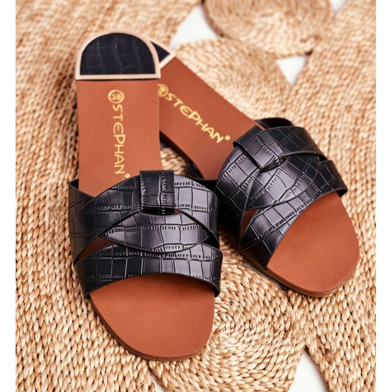 Pantuflas Mujer Piel Serpiente Black Chance negro 1