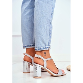HAN De Mujer Sandalias Con Tacón Brocado Plata Perfecto gris 5