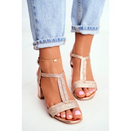 HAN De Mujer Sandalias Con Tacón Purpurina Champán Perfecto rosa amarillo 2